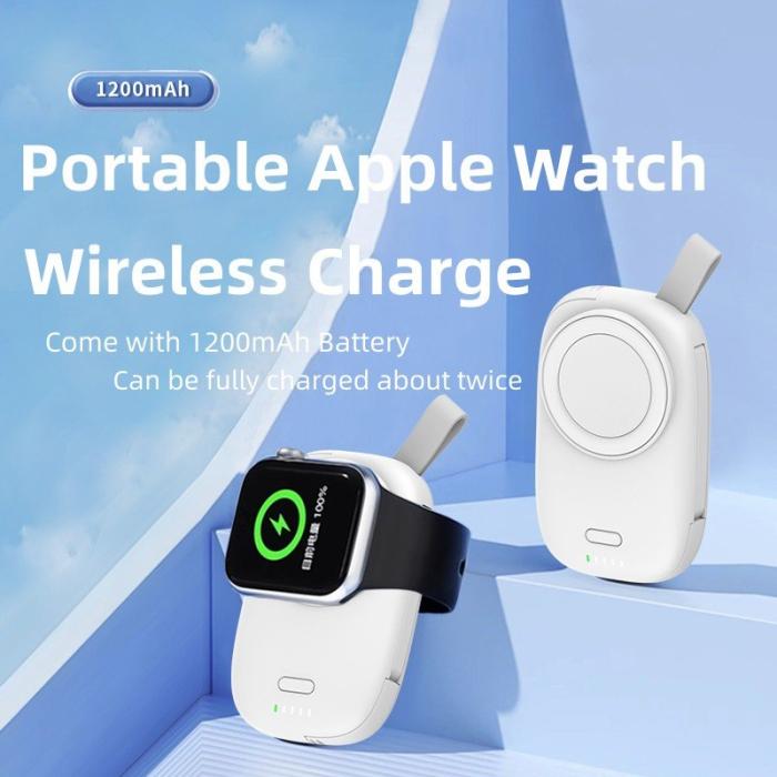 OEM - Magnetisk trådlös laddare för Apple Watch, 1200mAh, med Type-C/USB kabel