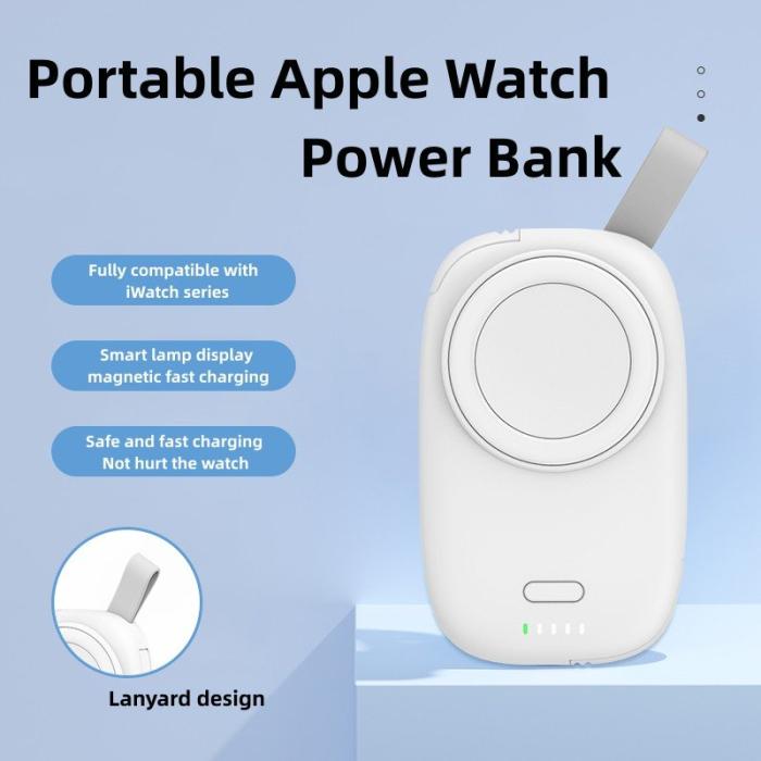 OEM - Magnetisk trådlös laddare för Apple Watch, 1200mAh, med Type-C/USB kabel