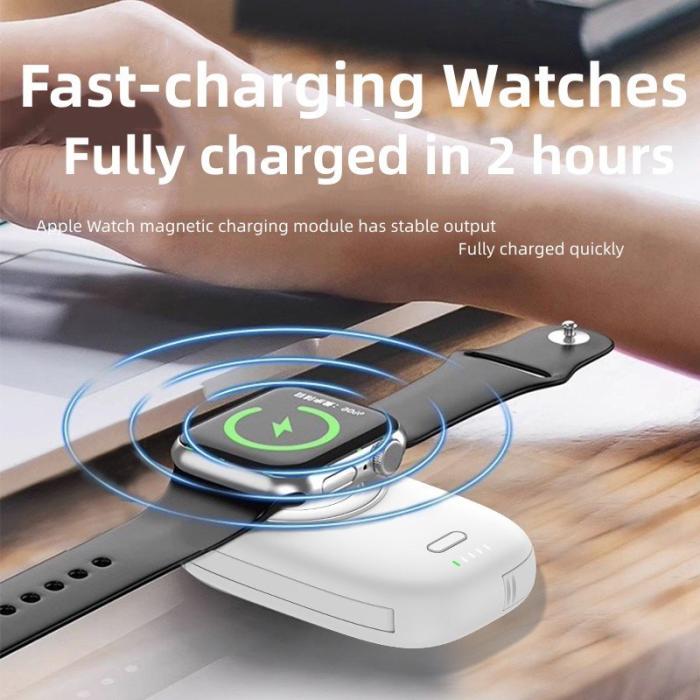 OEM - Magnetisk trådlös laddare för Apple Watch, 1200mAh, med Type-C/USB kabel