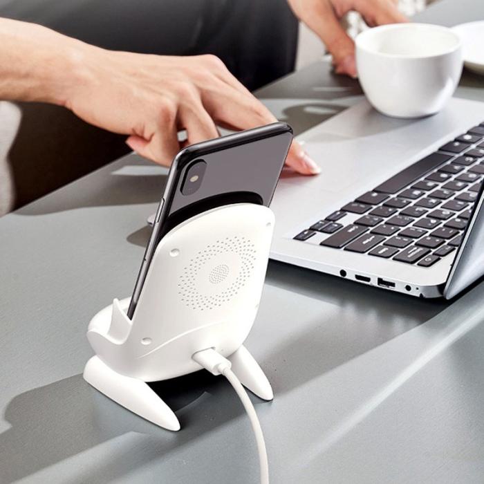 OEM - Magnetisk Adapter Trådlös Laddningsställ med Ljudförstärkare - Rosa