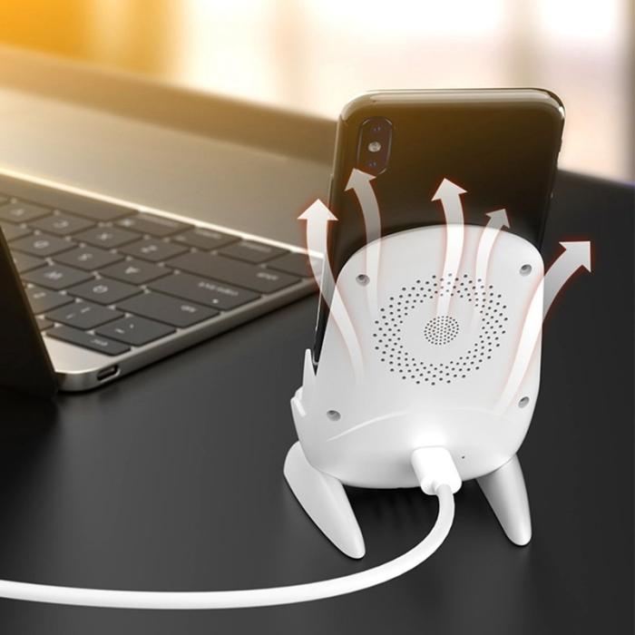 OEM - Magnetisk Adapter Trådlös Laddningsställ med Ljudförstärkare - Rosa