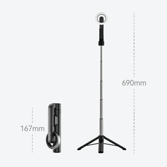 TELESIN - TELESIN WS-22005 Mini Selfie Stick Tripod Aluminium Svart