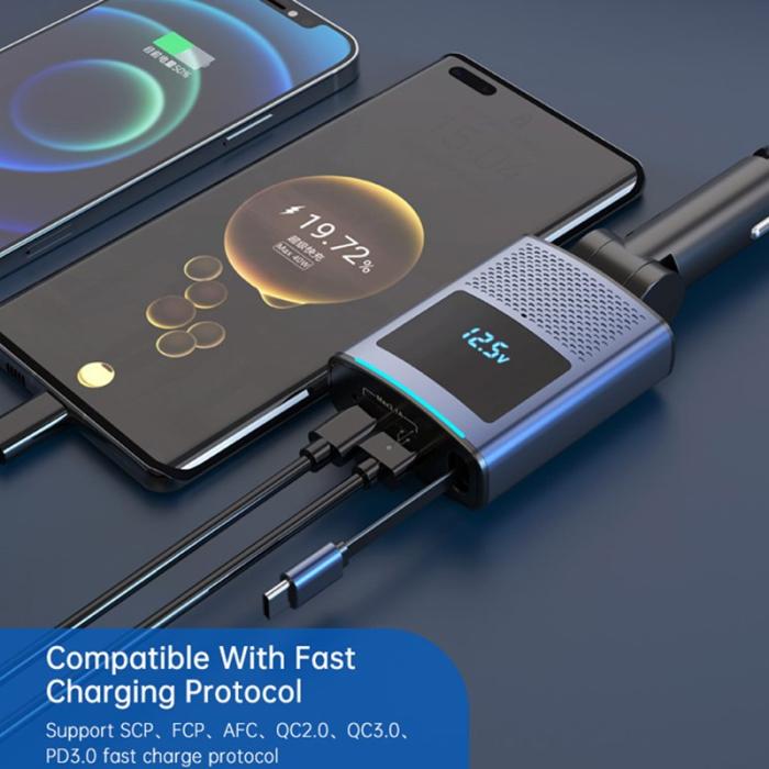 OEM - SC09 PD 65W Snabbladdare för bil med 1m utdragbar Type C-kabel