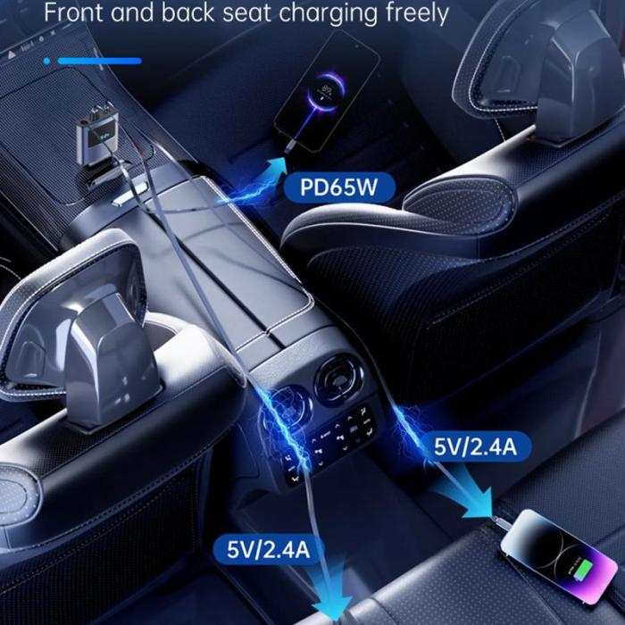 OEM - SC09 PD 65W Snabbladdare för bil med 1m utdragbar Type C-kabel