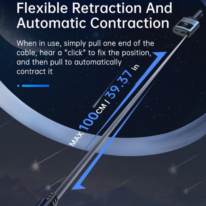 OEM - SC09 PD 65W Snabbladdare för bil med 1m utdragbar Type C-kabel