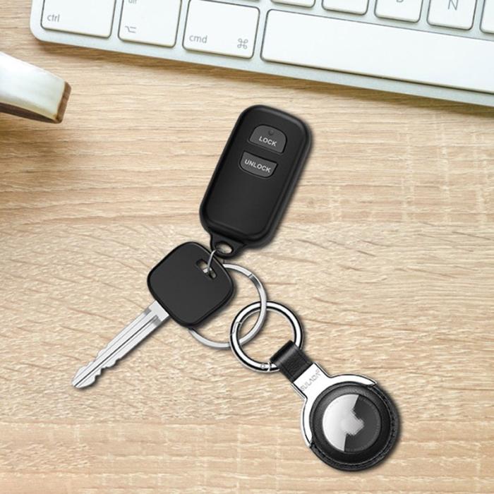 SULADA - SULADA AirTag Fodral i Metall och Läder - Röd