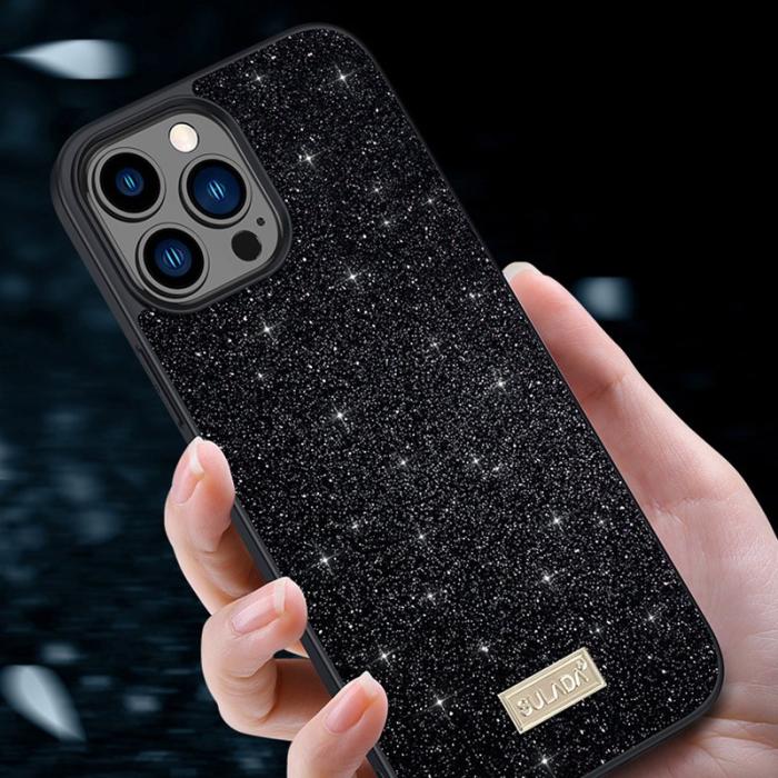 SULADA - SULADA Back Protector iPhone 15 Pro Skal PU Läder Glittrande Multi-color
