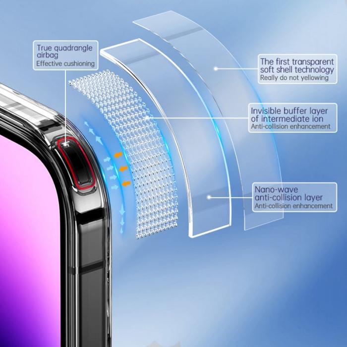 SULADA - SULADA Crystal Steel Series iPhone 15 Pro Skal TPU+Glas Transparent