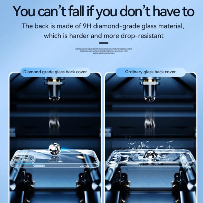 SULADA - SULADA Crystal Steel TPU+Härdat Glas Skal för iPhone 15 Transparent Svart