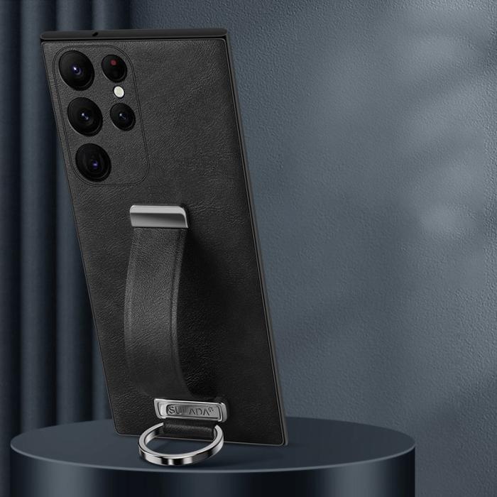 SULADA - SULADA Fashion Series Galaxy S23 Ultra Skal Läder Svart