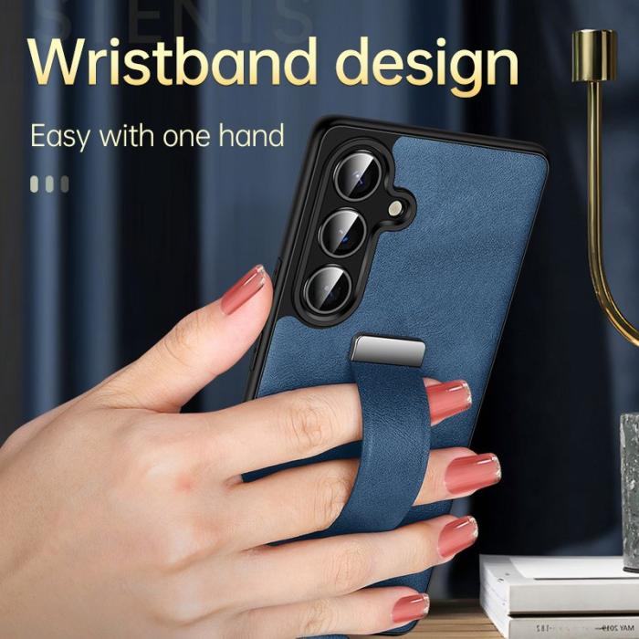 SULADA - SULADA Fashion Series Galaxy S25 Skal Läder Blå