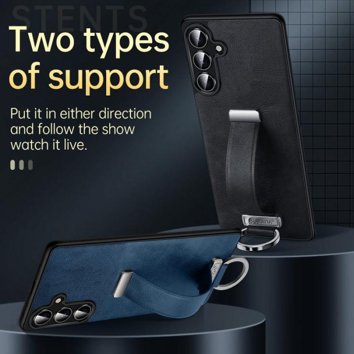 SULADA - SULADA Fashion Series Galaxy S25 Skal Läder Röd