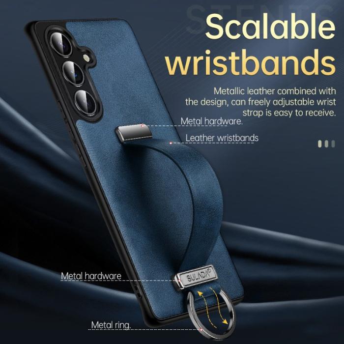 SULADA - SULADA Fashion Series Galaxy S25 Skal Läder Röd