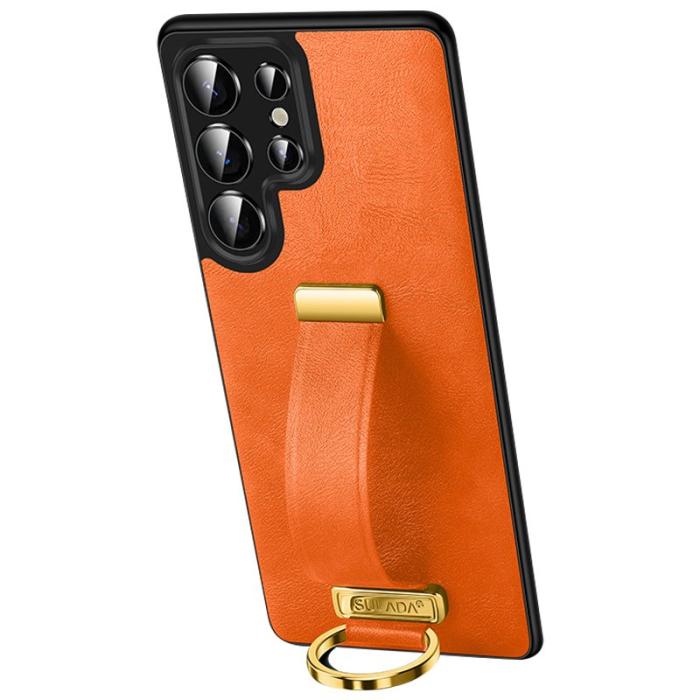 SULADA - SULADA Fashion Series Galaxy S25 Ultra Skal Läder Orange