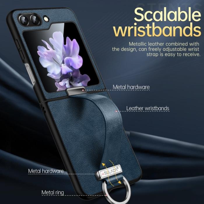 SULADA - SULADA Fashion Series Galaxy Z Flip5 Skal PU Läder Brun