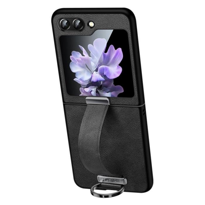 SULADA - SULADA Fashion Series Galaxy Z Flip5 Skal PU Läder Svart