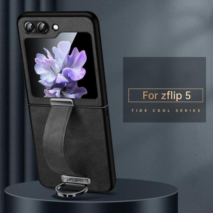 SULADA - SULADA Fashion Series Galaxy Z Flip5 Skal PU Läder Svart