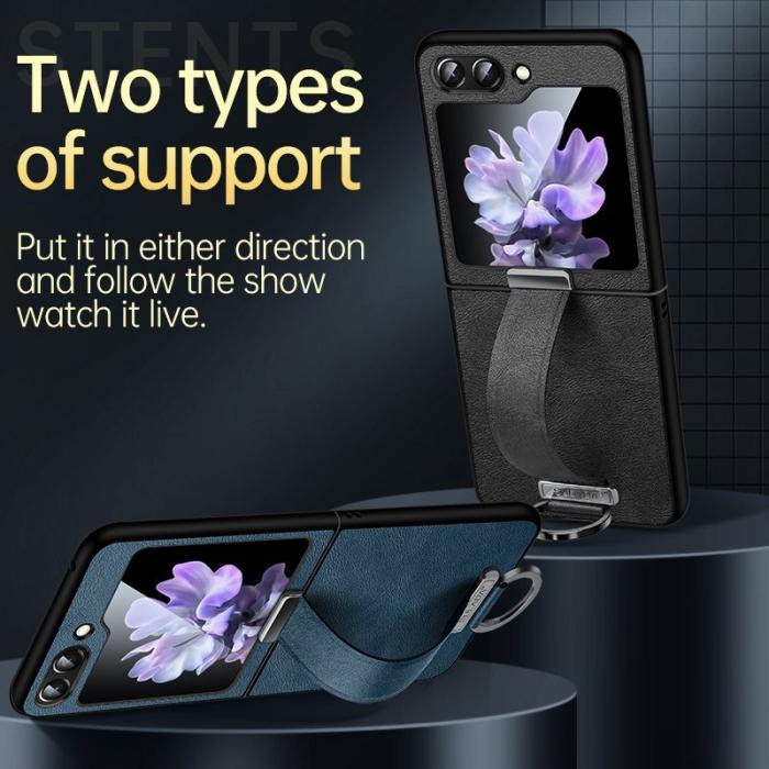 SULADA - SULADA Fashion Series Galaxy Z Flip5 Skal PU Läder Svart