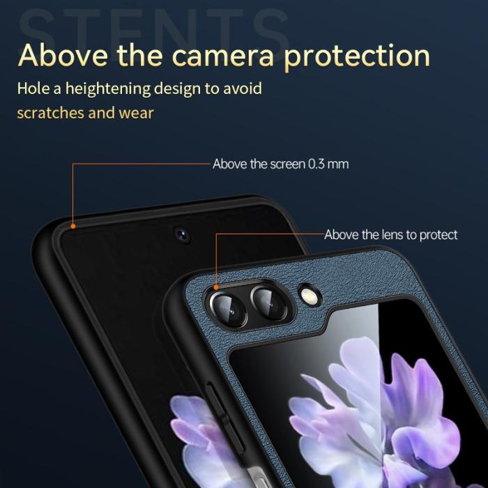 SULADA - SULADA Fashion Series Galaxy Z Flip5 Skal PU Läder Svart