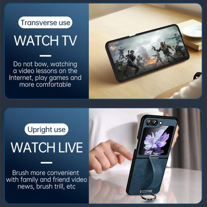 SULADA - SULADA Fashion Series Galaxy Z Flip7 FE 5G Skal Läder Svart