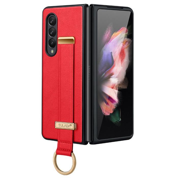 SULADA - SULADA Fashion Series Galaxy Z Fold4 Skal Röd Waxy Leather