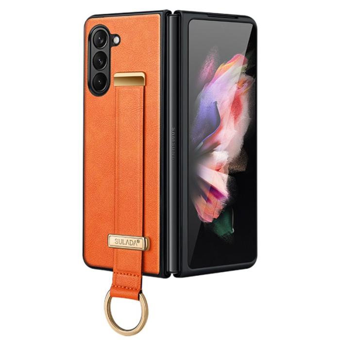 SULADA - SULADA Fashion Series Galaxy Z Fold5 Fodral Läder Orange