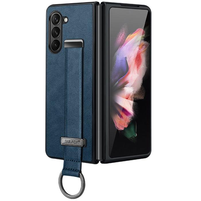 SULADA - SULADA Fashion Series Galaxy Z Fold6 Fodral Läder+PC Blå