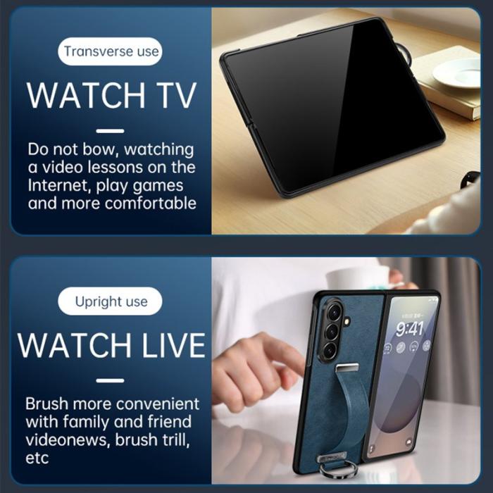 SULADA - SULADA Fashion Series Galaxy Z Fold7 Fodral PU Läder Blå