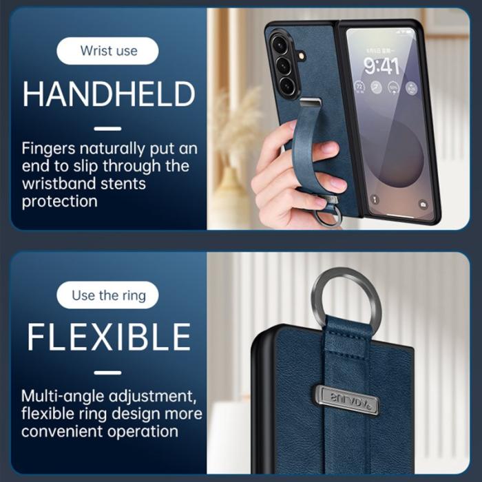 SULADA - SULADA Fashion Series Galaxy Z Fold7 Fodral PU Läder Blå