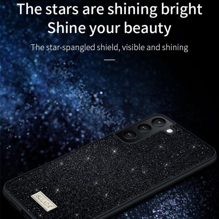 SULADA - SULADA Glitter Sequins Anti-drop Skal PU Läder Galaxy S22 5G Röd