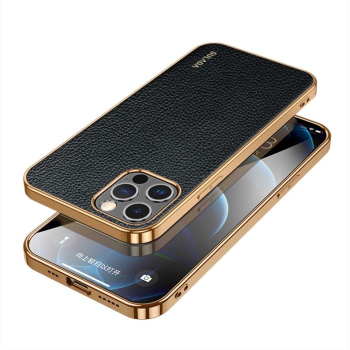 SULADA - SULADA iPhone 12 Pro Max Skal PU Läder TPU Litchi Textur Svart