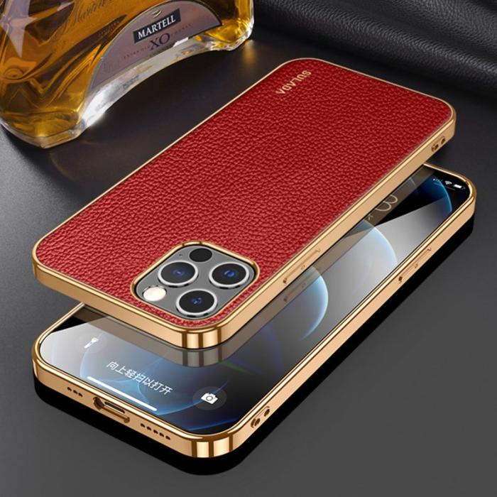 SULADA - SULADA iPhone 13 Pro Max Skal Hybrid PU Läder Röd 6.7 tum