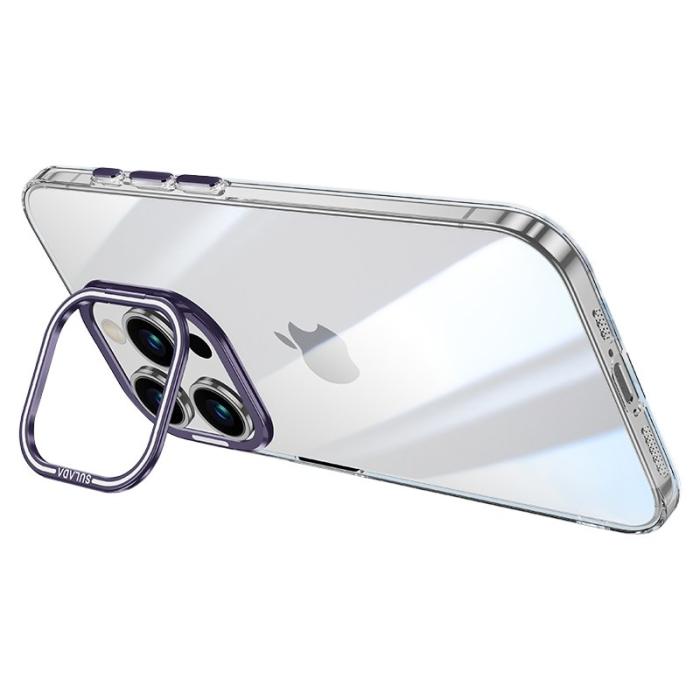 SULADA - SULADA iPhone 13 Pro Skal Fällbart Kamerastativ TPU+PC Mörklila