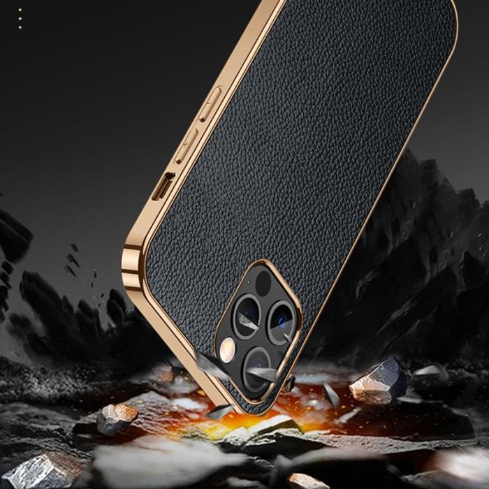 SULADA - SULADA iPhone 13 Pro Skal PU Läder Litchi Textur Svart