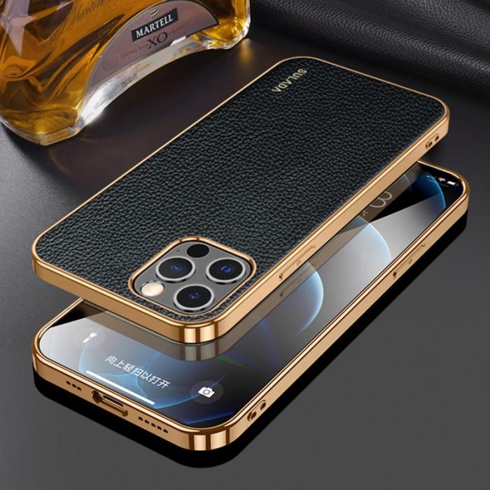 SULADA - SULADA iPhone 13 Pro Skal PU Läder Litchi Textur Svart