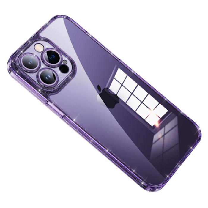 SULADA - SULADA iPhone 13 Pro Skal TPU med Härdat Glas Lila Glitter