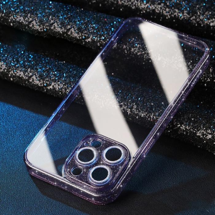 SULADA - SULADA iPhone 13 Pro Skal TPU med Härdat Glas Lila Glitter