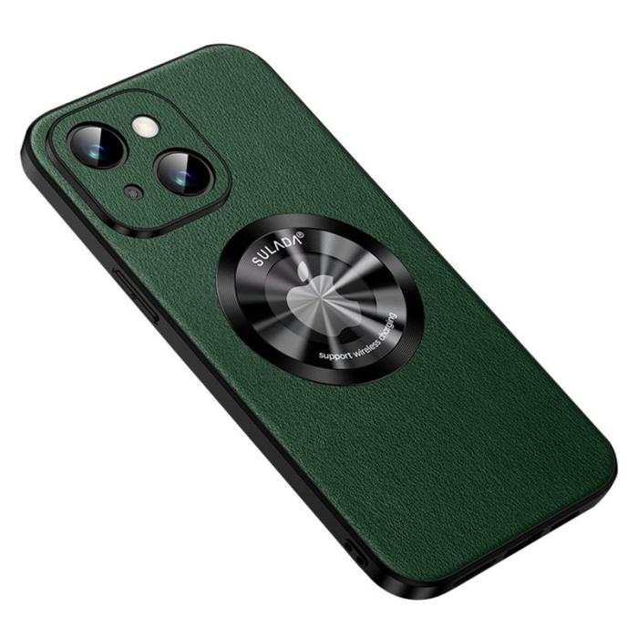 SULADA - SULADA iPhone 13 Skal, Fodral i PU Läder, MagSafe, Grön