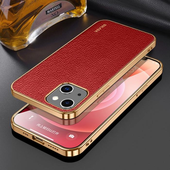 SULADA - SULADA iPhone 13 Skal PU Läder Röd Scratch-Resistant Hybrid