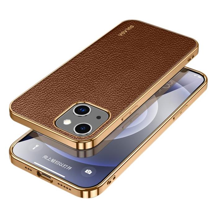 SULADA - SULADA iPhone 13 Skal PU Läder Scratch-Resistant Brun