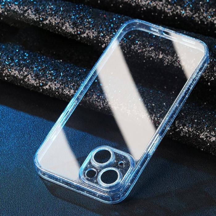 SULADA - SULADA iPhone 14 Plus Skal TPU Ram Tempererat Glas Blå