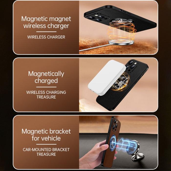 SULADA - SULADA iPhone 14 Pro Max Skal MagSafe Läder TPU Röd