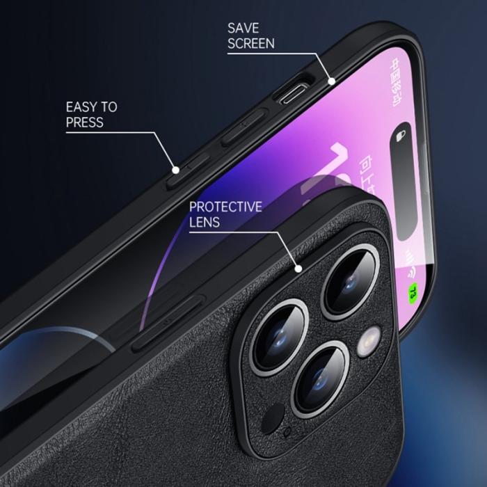 SULADA - SULADA Mobilskal till iPhone 14 Pro i PU Läder med Crazy Horse Textur - Svart