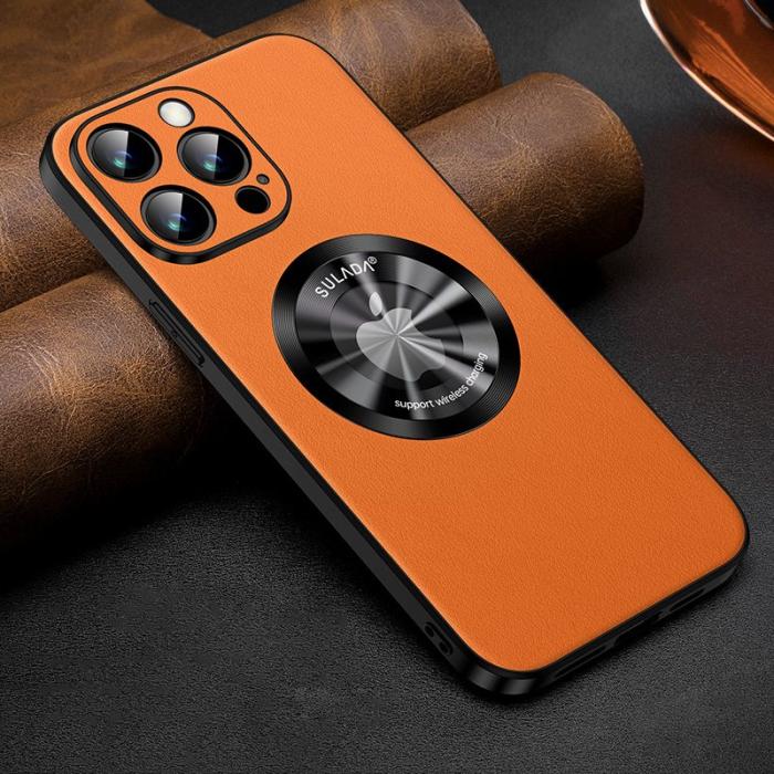 SULADA - SULADA iPhone 14 Pro Skal MagSafe Läder TPU - Orange