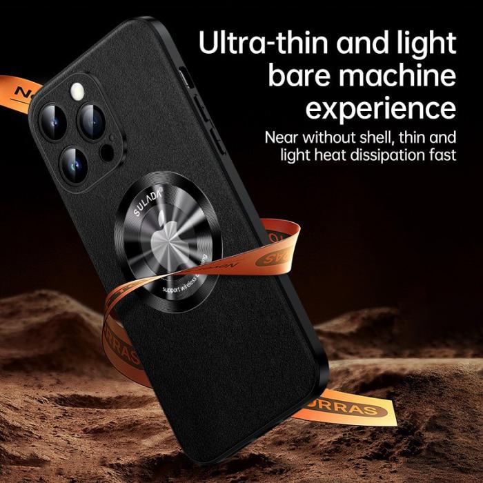 SULADA - SULADA iPhone 14 Pro Skal MagSafe Läder TPU Röd