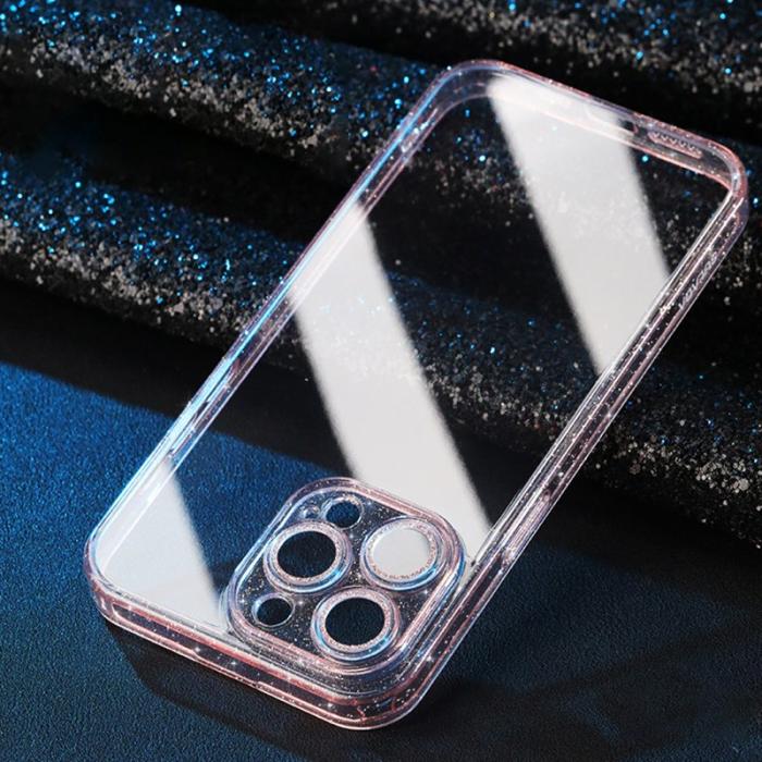 SULADA - SULADA iPhone 14 Pro Skal Tempererat Glas Glitter TPU Rosa