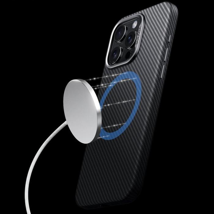 SULADA - SULADA iPhone 14 Pro Slim Case Carbon Fiber PU+TPU Brown