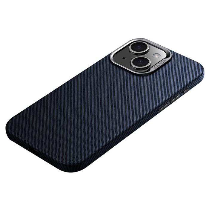 SULADA - SULADA iPhone 14 Skal Carbon Fiber PU+TPU Slim - Blå