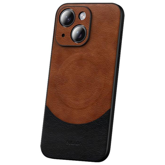SULADA - SULADA iPhone 15 Magnetisk Läder Skal Skydd Fodral - Brun