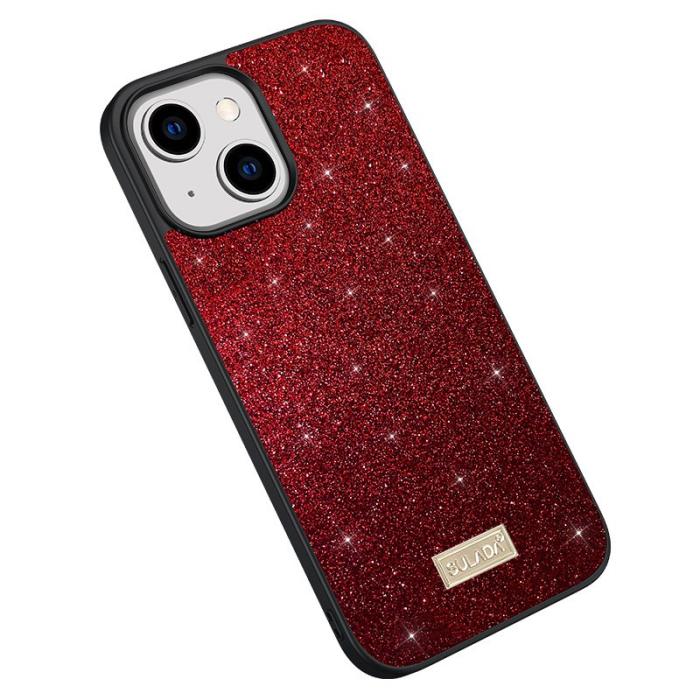 SULADA - SULADA iPhone 15 Plus Back Cover PU Läder Glittrande Röd